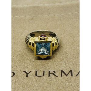 David Yurman 925 14K Gold Renaissance Cable Ring Topaz Pink Tourmaline Sz 4.5